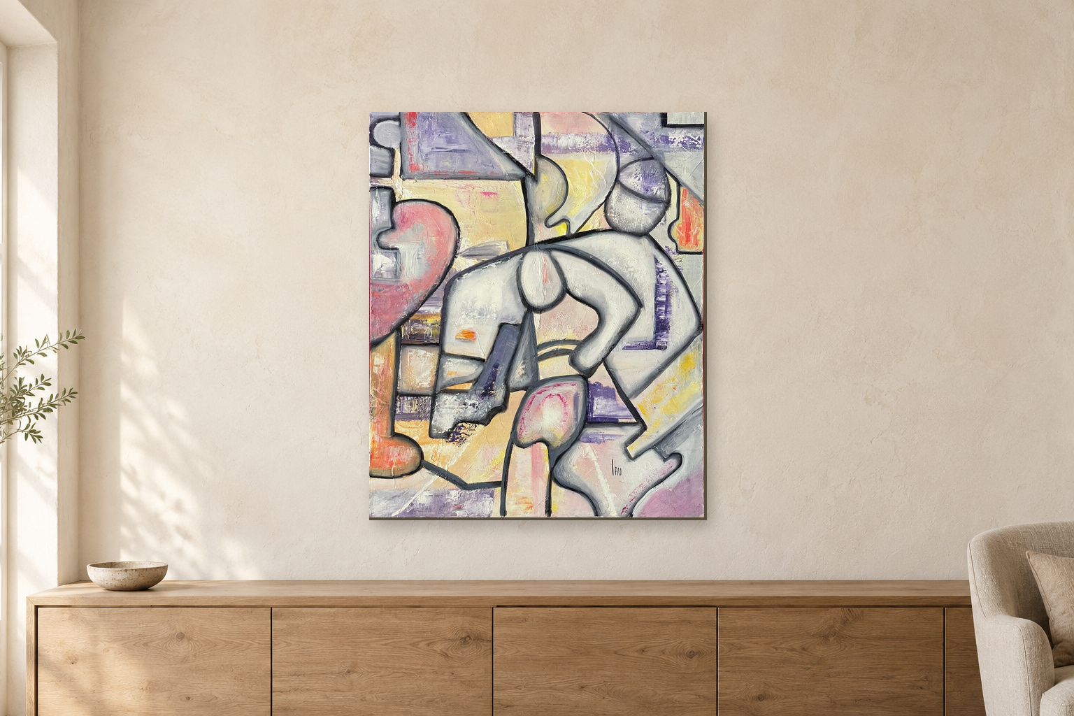 Mise en situation sur un mur — décor généré, échelle indicative