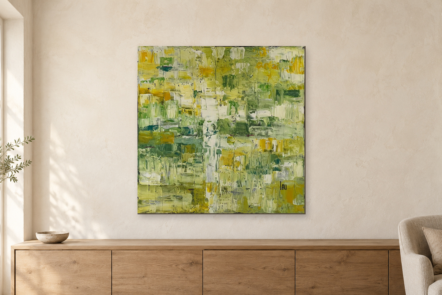 Mise en situation sur un mur — décor généré, échelle indicative
