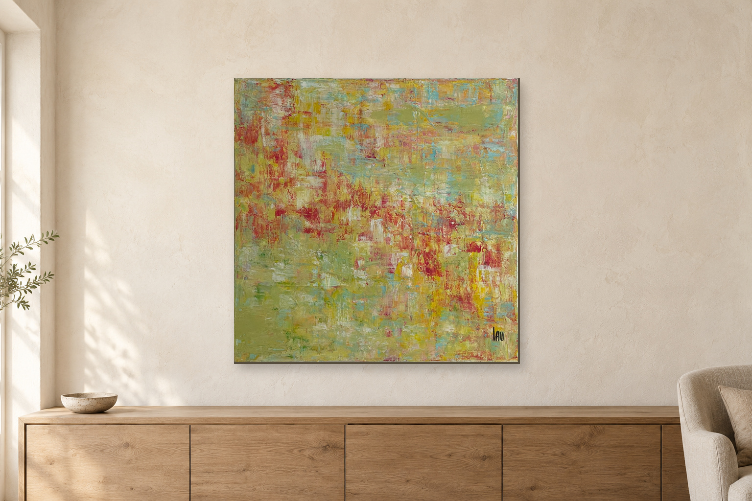 Mise en situation sur un mur — décor généré, échelle indicative